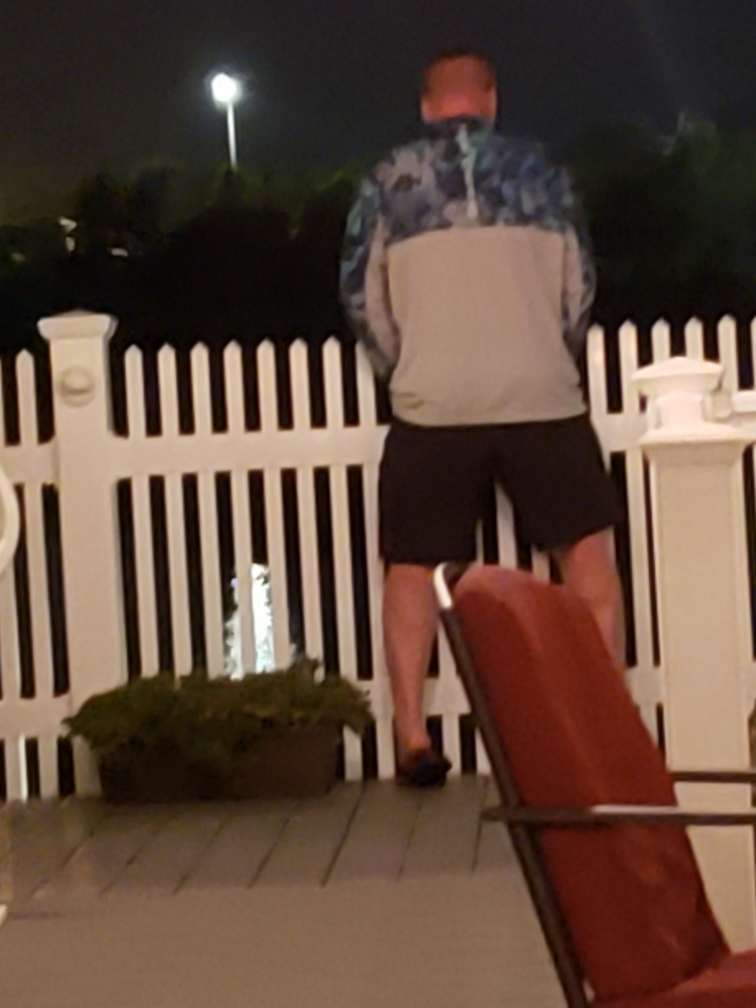 Pissing off a deck in Quincy MA